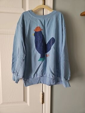 Bobo Choses Light Blue Sweatshirt with Graphic Bird